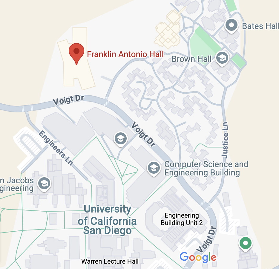 google maps view of franklin antonio hall